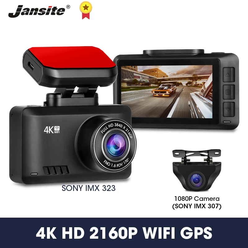

Jansite Dash Cam 4K Ultra HD+1080P Car Camera Recorder DVR Dash Camera GPS WIFI Night Vision 24H Parking Monitor Looping Record