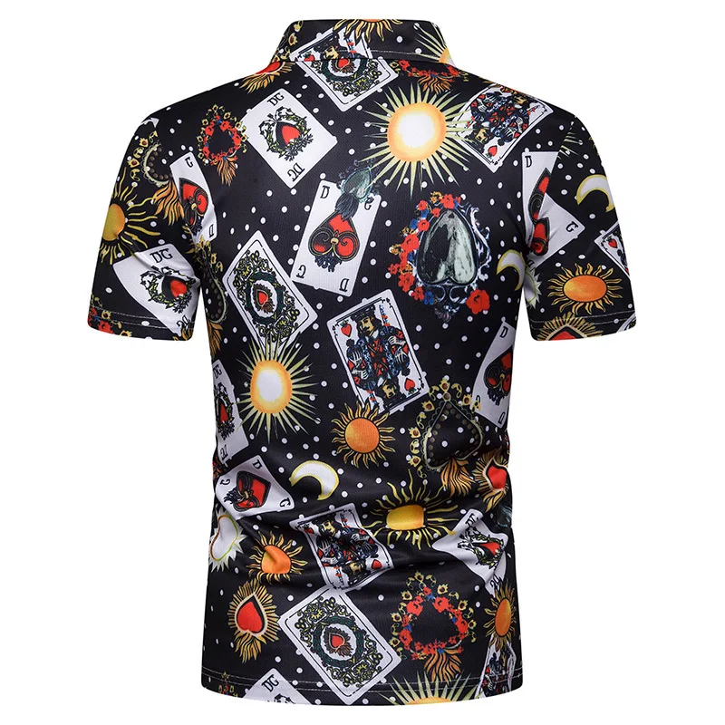 Стиль летние мужские игральные карты с принтом Ouma короткий рукав рубашка Pl70
