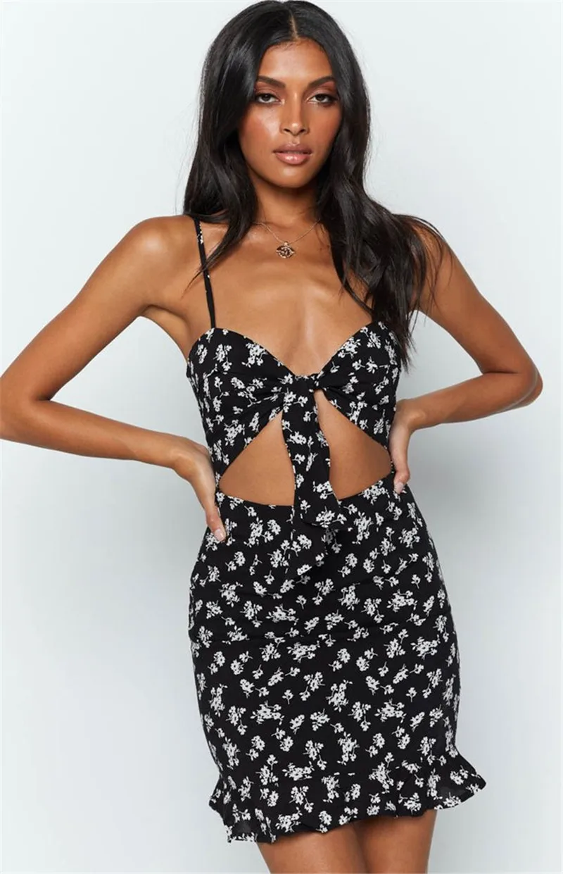 boho print floral mini wrap dress06