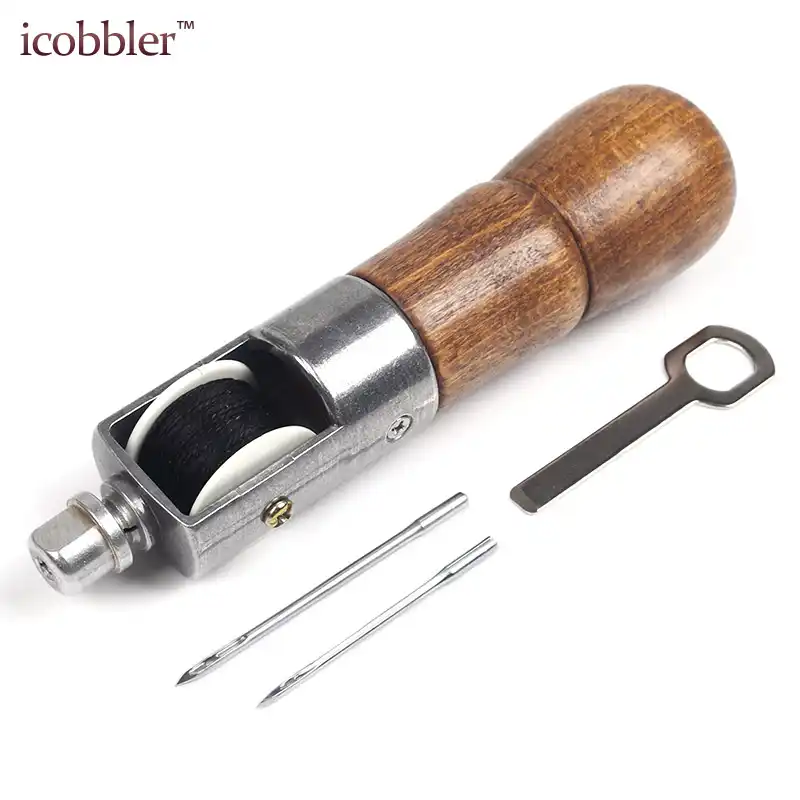 Leather Sewing Kit 33 Pcs Leather Working Tools and Supplies Leather Tooling Kit with Leather Stitching Wheel Waxed Thread Leather Repair Needles Leather Working Kit for DIY