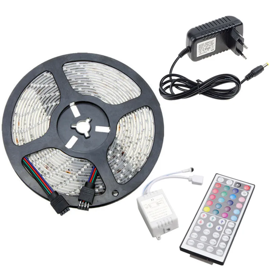 5 м RGB 2835 Водонепроницаемый светодиодный светильник SMD 44 КЛЮЧ дистанционного управления 12 в ЕС мощность полный комплект
