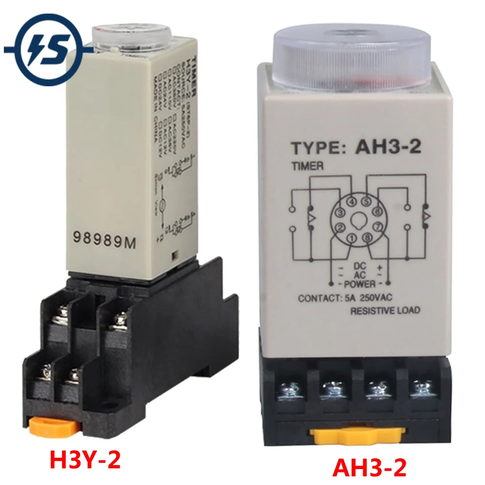 H3Y-2 AC 220V 110V DC12V 24V  Delay Timer Timing Relay Electricity H3Y-2 & Base 