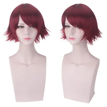 

40Cm Length Dark Red Cosplay Wig Game Arknights EXUSIAI Wig Short Cosplay For Women Wig Synthetic Cosplay Wig