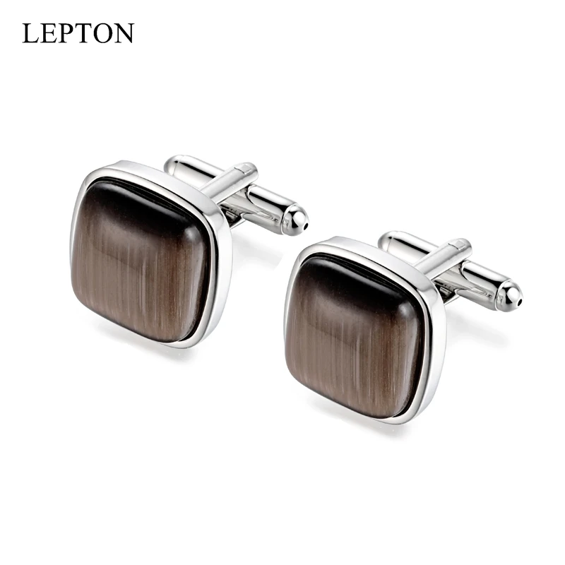 

Low-Key Luxury Coffee Color Stone Cufflinks for Mens Lepton Square Metal Cuff Links Man Shirt Cuffs CuffLink Relojes Gemelos
