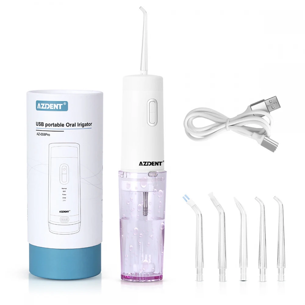 

1 Kit AZ-008 Pro Oral Irrigator USB Rechargeable Battery Portable Water Dental Flosser Waterproof 210ML 5 T
