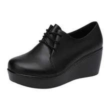 Plus rozmiar 32-43 buty na platformie damskie buty typu Oxford 2021 jesień zima głębokie usta wysokie czółenka damskie buty skórzane do pracy