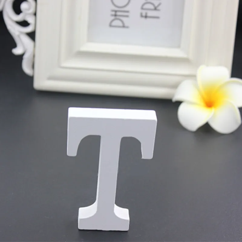 ZM-T 1pc 8CM White Wooden Letters English Alphabet DIY Personalised Name Design Art Craft Wedding Home Decor letters room decoration - Цвет: ZM-T