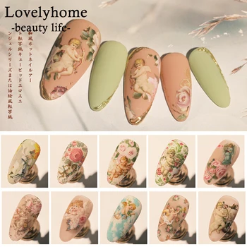 

10pcs Angel Flowers Vintage Pattern Nail Foils Transfer Slider Flower Stickers Designs Nail Art Decoration
