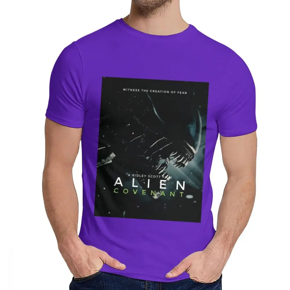 Мужские футболки для отдыха Alien convenant Thiller Slim Новое поступление Классическая футболка с круглым вырезом и рисунком - Цвет: Фиолетовый