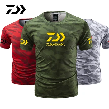 HOT DEAL ❤️ Summer Daiwa Clothing for Fishing Camouflage Outdoor Fishing Tshirt Breathable Letter Short Sleeve Top Sport Quality Fishing Tee - discount item 34% OFF Sports & Entertainment