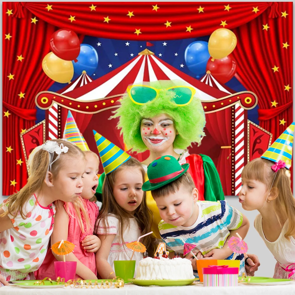 Photo Backdrop Yeele Birthday Party Circus Theme Clown Play Show Red Curtain Baby Child Background Photography Backdrops For Photo Studio