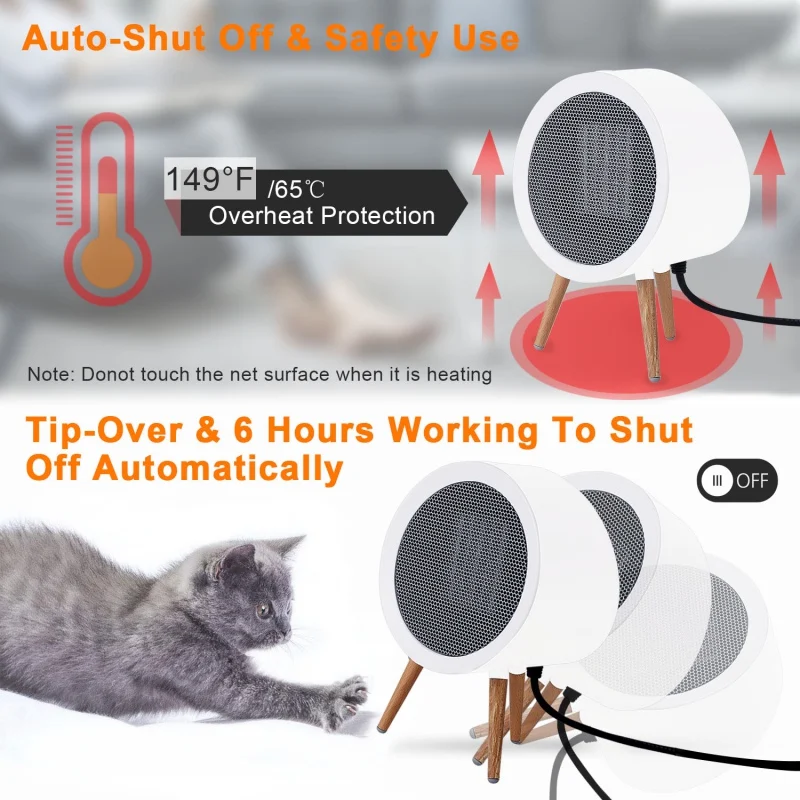 

1000W Ceramic Space Heater, Portable Personal Electric Ceramic Heater Fan With Overheat Protection & Tip-Over Protection 2020