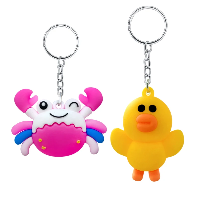 

Creative Cartoon Shark Crab Frog Sally Duck Cute Doll Pendant PVC Ocean Series Keychain Accessories