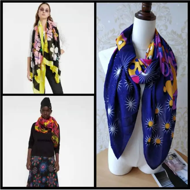 2021 г. женский модный шарф Desigual с испанскими зубьями вышивка на весну и осень