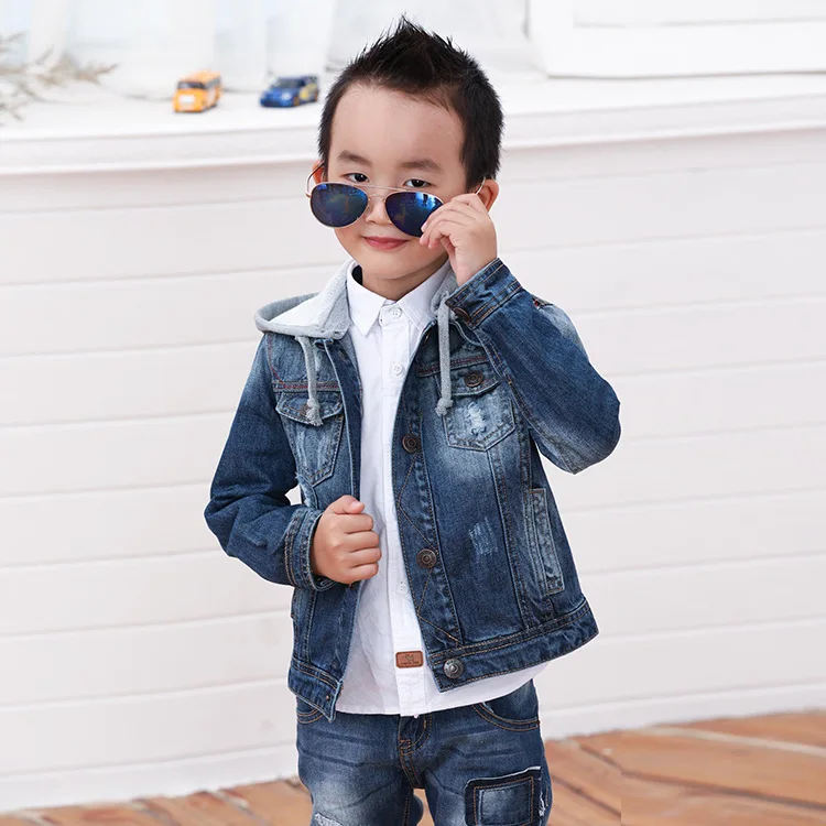 

2019 Autumn New Style No Bombs Childrenswear Men's Children Hooded Cowboy Casual Versatile Jacket Fashion Batch