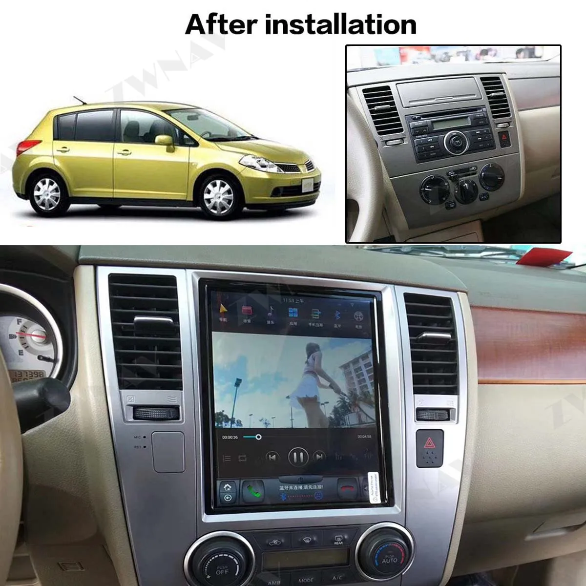 

Автомобильный мультимедийный плеер с большим экраном для Nissan Tiida Versa 2008-2011 Tesla Style Android 9,0 gps устройство Радио Стерео Wi-Fi головное устройство
