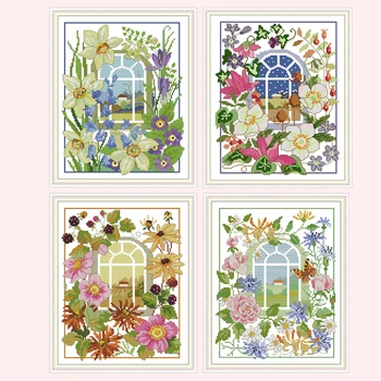 

Joy Sunday,cross stitch embroidery kit,11CTor14CT Printed Fabric,Flowers pattern cross stitch kit,needlework embroidery patterns