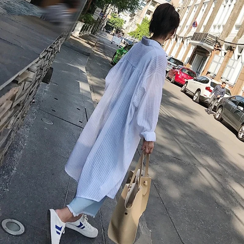 Long White Shirts For Women 2020 Summer New Loose Long-Sleeved Casual All Match Female Outwear Coat Tops
