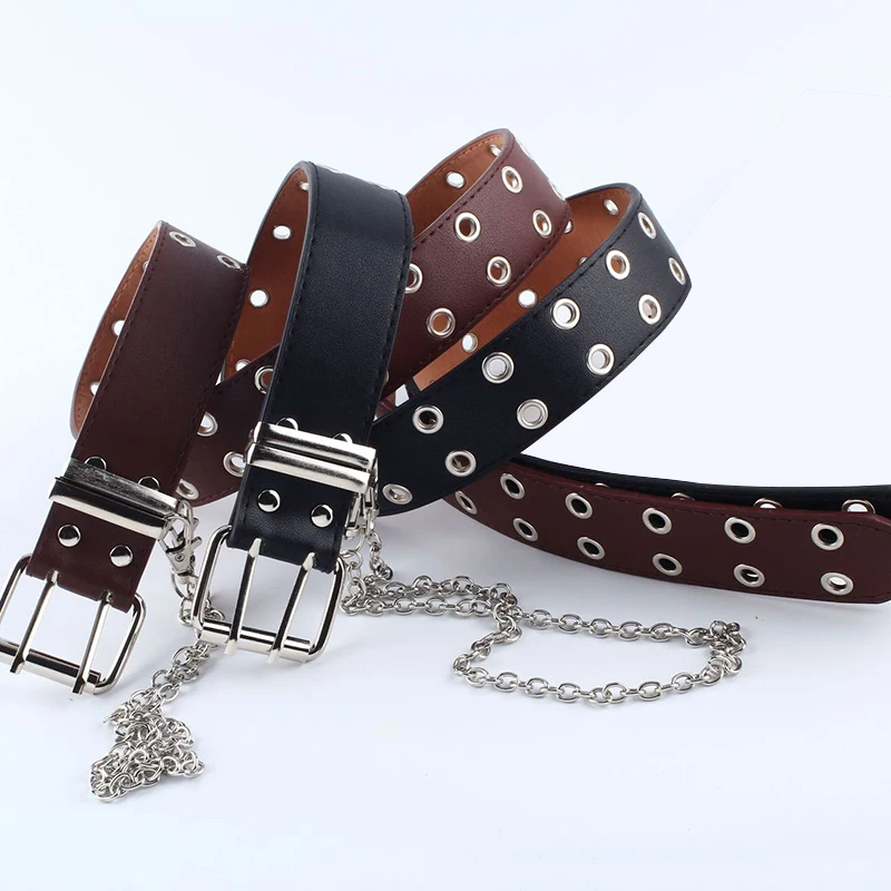 Женский ремень в стиле панк прямоугольный Повседневный из сплава с двойными