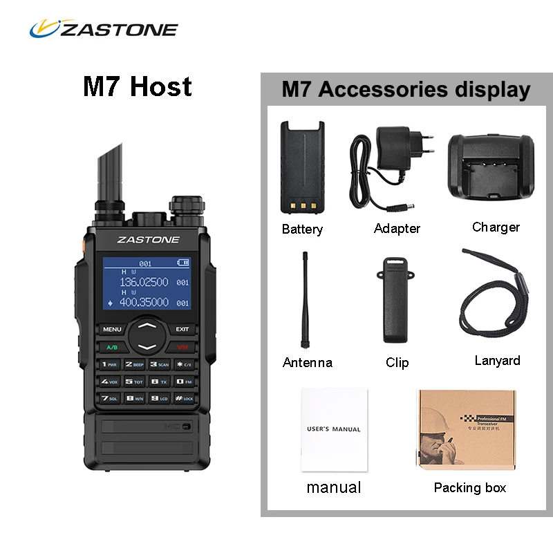 zastone M7 Walkie Talkie VHF UHF Portatile Radio 5w Walkie Talkie 2600Mah Battery Two way radio FM Ham 136-174 400-480Mhz images - 6