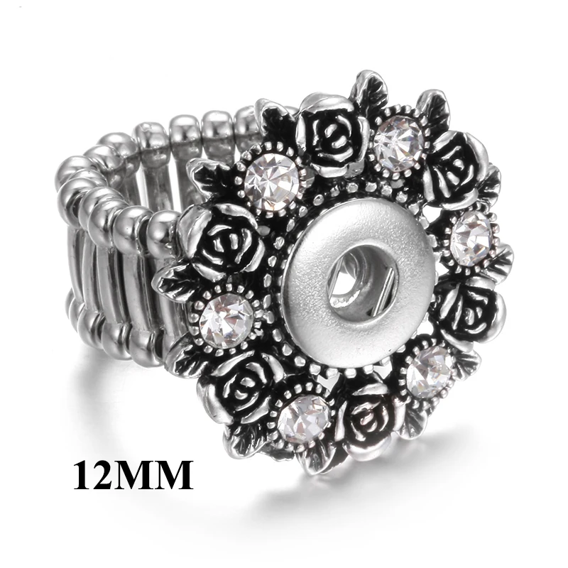 Кольца с кристаллами и стразами 12 мм 18 мм|snap button ring|party ringring 12mm |