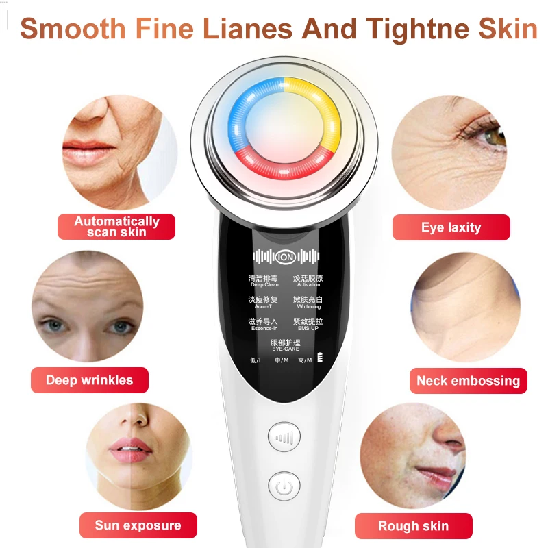 7in1RF&EMS Radio Mesotherapy Electroporation rf lifting Beauty LED Photon Face Skin Rejuvenation Remover Wrinkle Radio Frequency 2