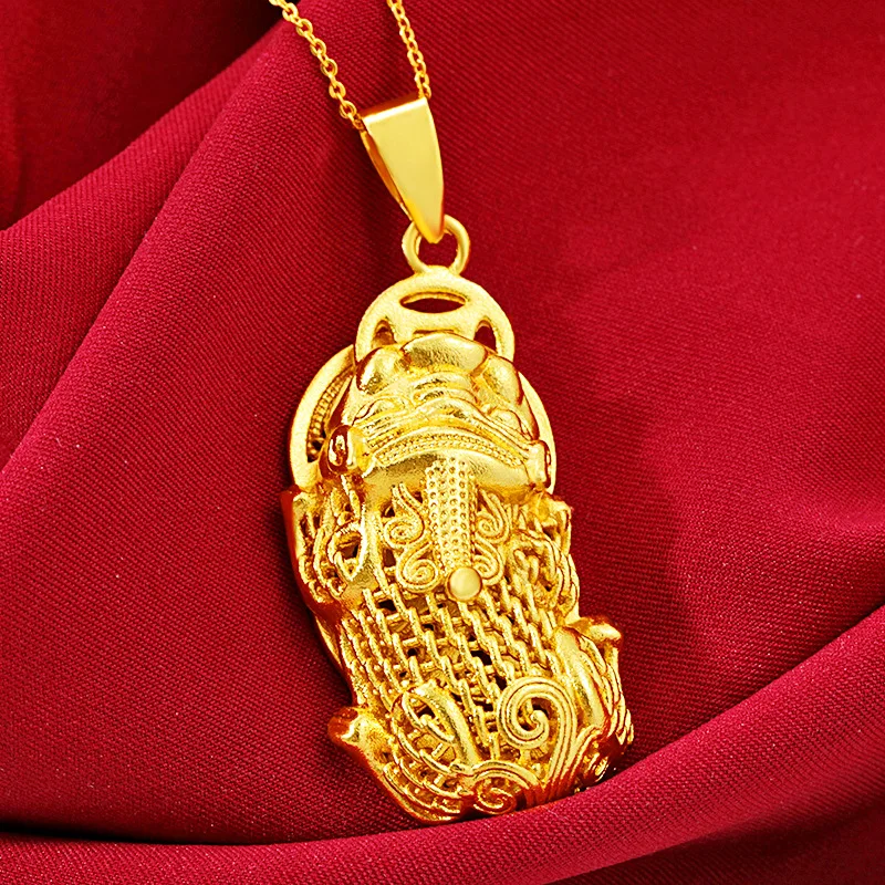 

Hollow Pixiu Pendant Chain Yellow Gold Filled Tradition Jewelry For Women Men