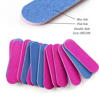 

100Pcs Nail Files Double Color Wooden Mini Buffer Sanding 180/240 Disposable Manicure Tools