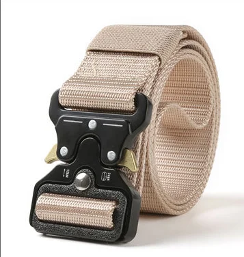 

Tactical Army Belt Outdoor Nylon Waist Belts with Automatic Metal Buckle Hook Accessories for Hunting Police Duty Men Military