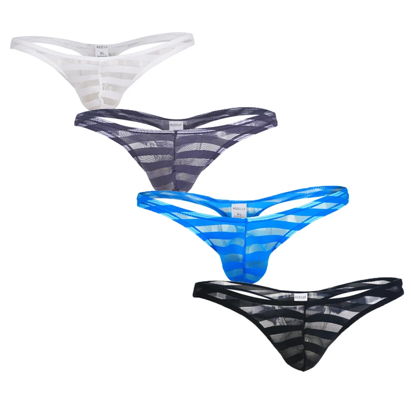 Гей белье Стринги сетки в полоску See Throug Jockstrap микро стринги Ropa Hombre T back Sissy нижнее