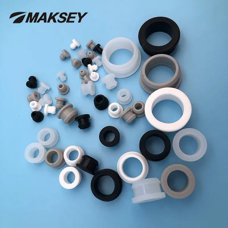 Black Silicone Rubber Grommet Cable Connection Threaded Protective Sleeve 5-30mm 
