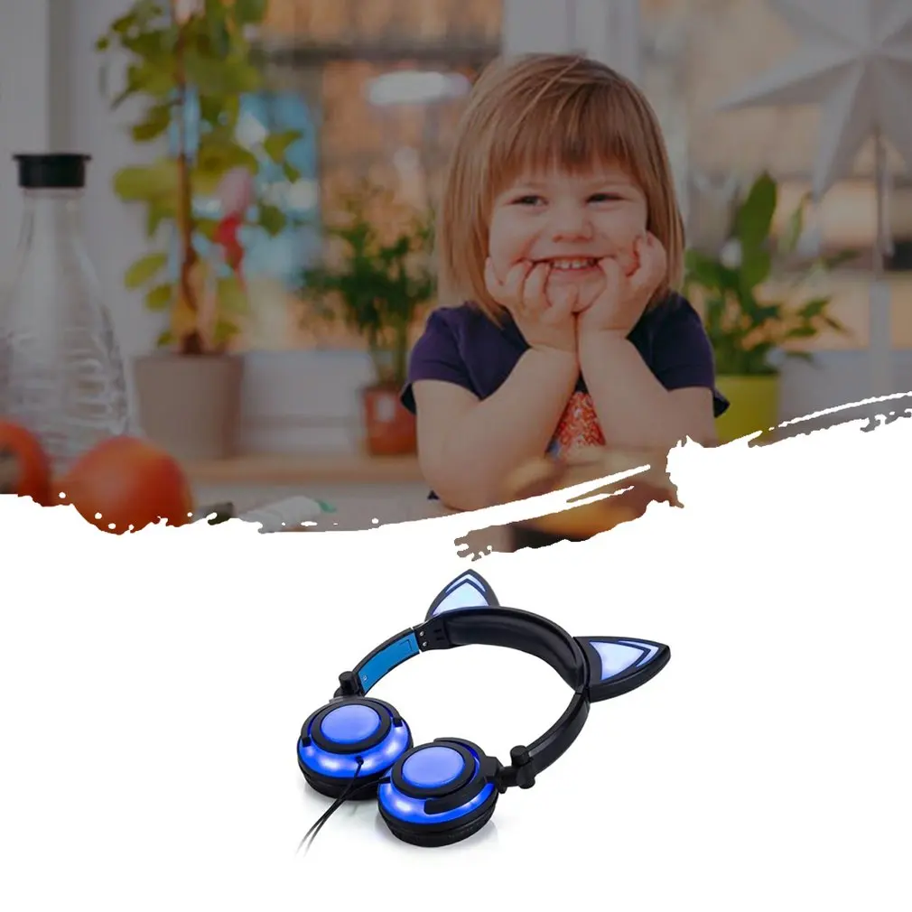2020 Cat Ear headphones LED Ear headphone cat earphone Flashing Glowing Headset Gaming Earphones for Adult and Children