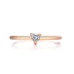Elegant Heart-Shaped Gold-Tone Zircon Dainty Ring for Women - Romantic Fashion Jewelry (Rose gold KBR014-3)