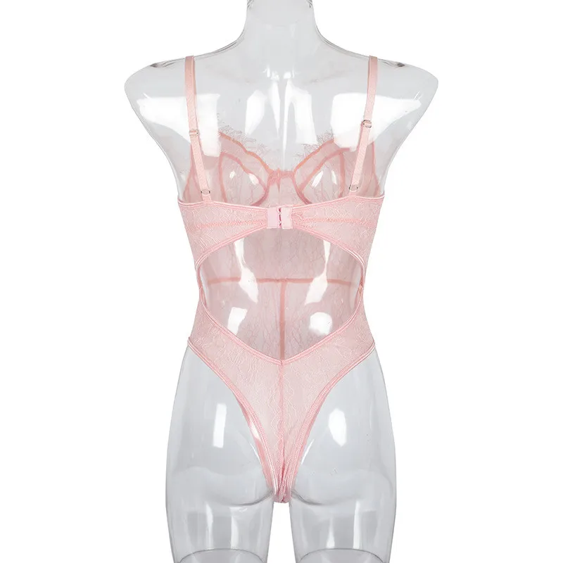 pink lace bodysuit women04