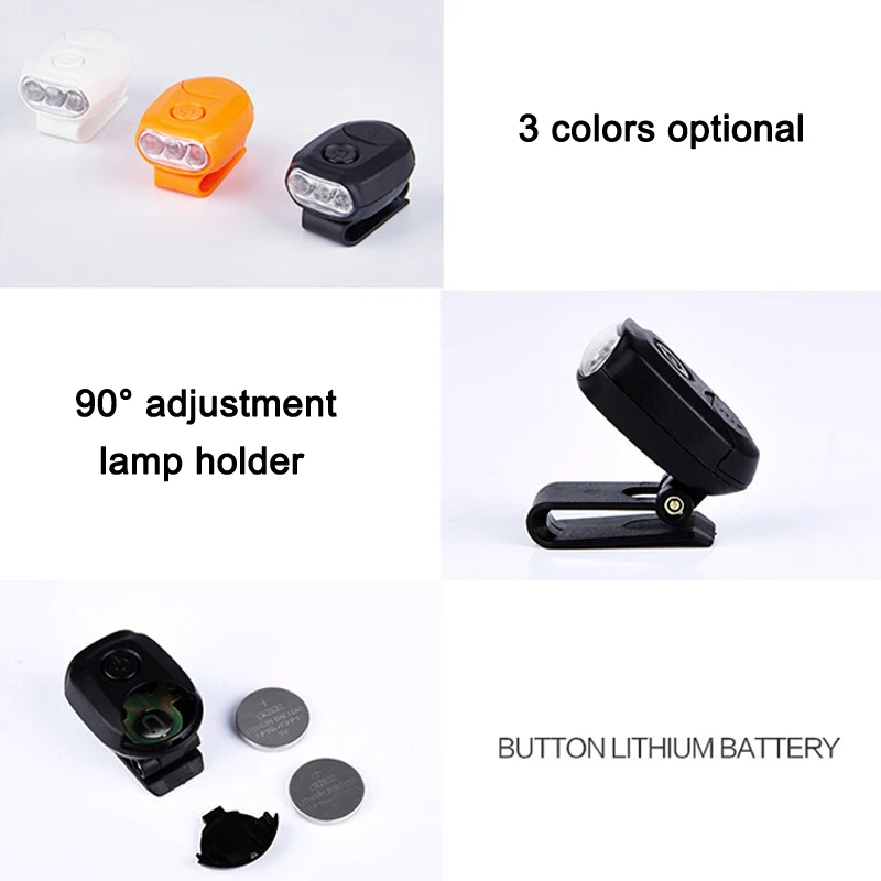 

3pcs Practical Mini Clip On Head Light Fishing Camp Hunting 3 LED Cap Hat Lamp FOU99