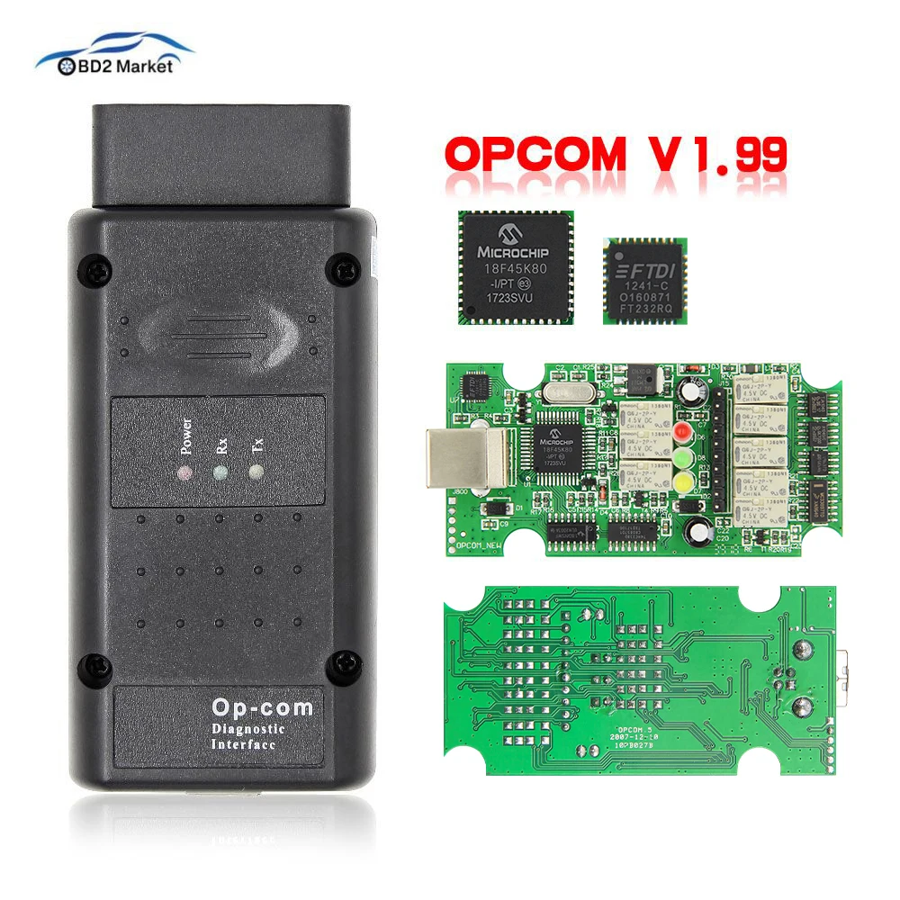 OPCOM V1.99 OBD2 диагностический инструмент для Opel с чипом PIC18f45k80 FT232RQ