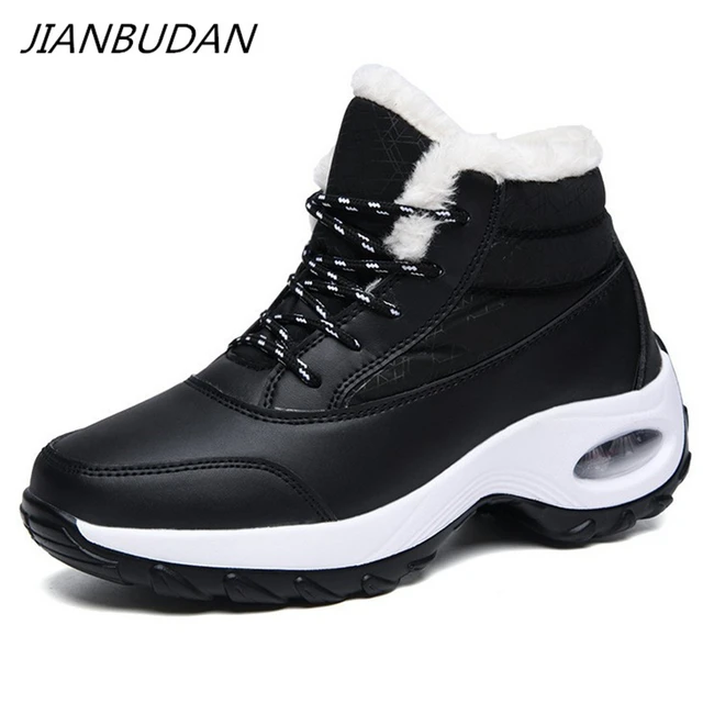 US $15.75 JIANBUDAN/ Women's snow boots winter plush sneakers Pu leather waterproof material outdoor rain boo
