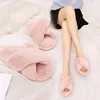 Winter Women House Slippers Faux Fur Fashion Warm Shoes Woman Slip on Flats Female Slides Black Pink cozy home  furry slippers ► Photo 2/6