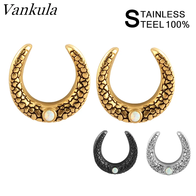 

Vankula Newest Saddle Ear Plug Tunnels Opal Ear Tunnel Piercing Expander Stretchers Fashion Body Piercing Jewelry Earrings Gifts