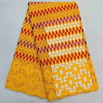 

African Lace Fabric High Quality Nigerian 100% cotton Embroidery with Rhinestone French Net Lace Fabric For Women 5yards A-1024