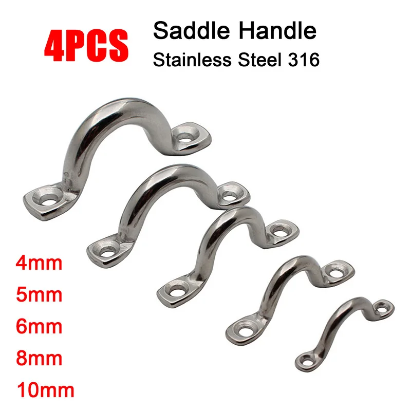 Stainless Steel 316 Wire Eye Straps Saddle Clip Boat Yacht Ship Doorknob 4Pcs wire eye straps
