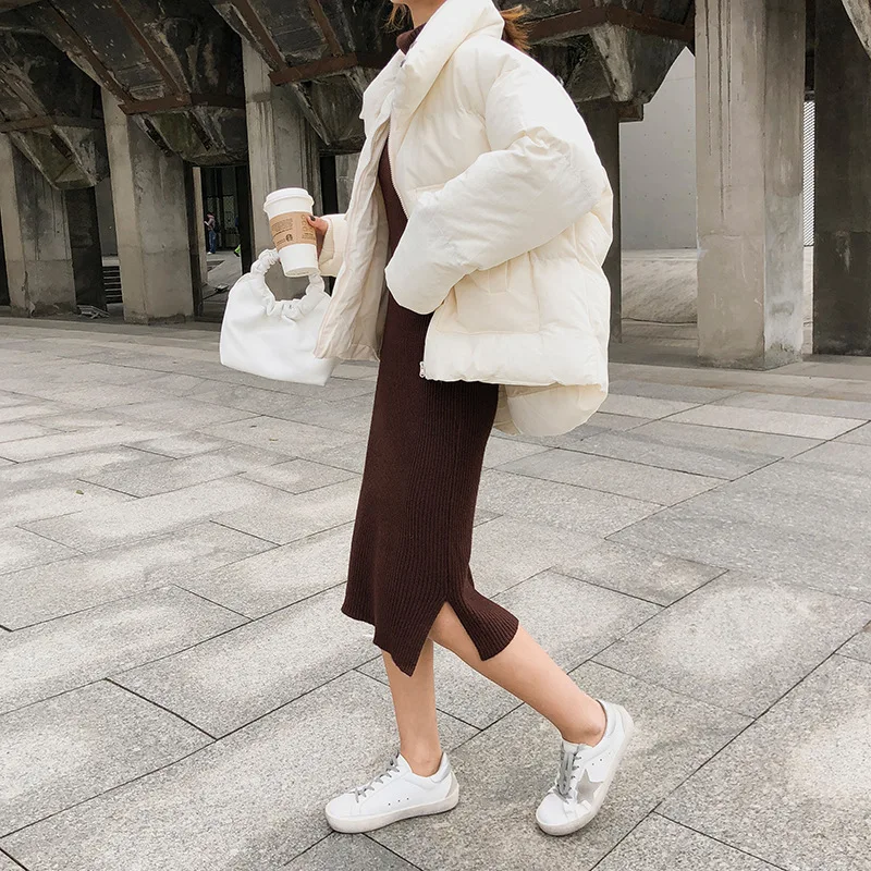 

Cotton-padded Jacket Women's 2018 New Style Winter Korean-style Students Loose-Fit down Coat Winter Cotton Dress Coat Women's Th
