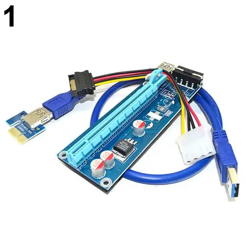 Mini PCI-E to PCI Express 1x to 16x Extender Riser video external graphics Card Adapter 6Pin Power Cable for Bitcoin BTC Mining