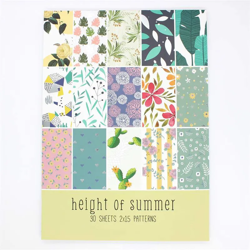 

YPP CRAFT 30pcs Single-side Printed Height Of Summer Pattern Creative Papercraft Art Paper Handmade Scrapbooking Kit Set Book