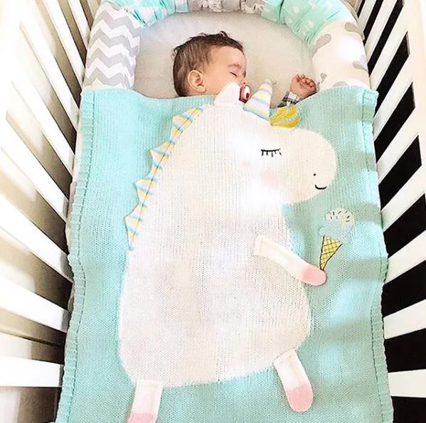 

Europe and America's popular Unicorn blanket three dimensional ear blanket children's knitting blanket beach mat free shiping
