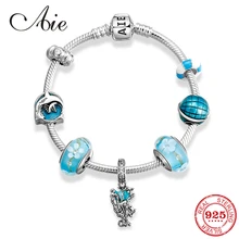 925 стерлингового серебра океан мир готовой продукции браслеты со стеклянными бусинами браслеты для женщин модные ювелирные изделия