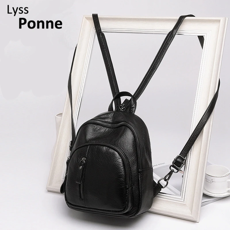 Mochila pequeña de piel sintética para mujer, morral pequeño de color sólido, Mochila pequeña escolar para mujer