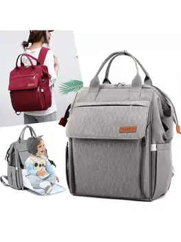 

Large Capacity Baby Diaper Bag Backpack Water Resistant Bag With 4 Built-in Bottle Compartments Lightweight Travel Nappy Bag
