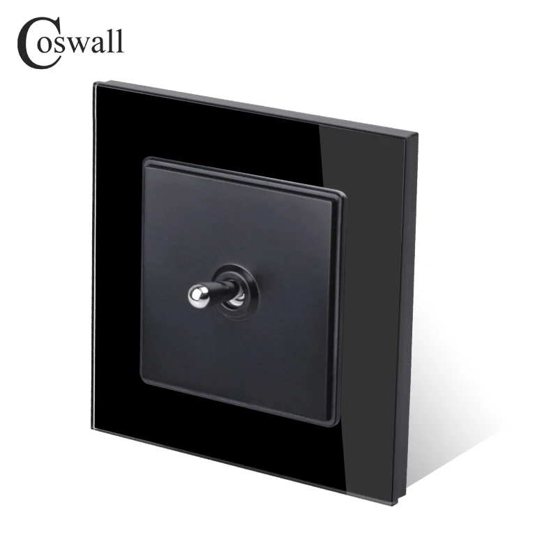 Coswall, простая модная рамка из закаленного стекла с кристаллами, 1 комплект, 1 способ, тумблер, светильник, переключатель ВКЛ./ВЫКЛ., настенный выключатель, 16А, переменный ток, 250 В
