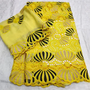 

7 yard Swiss lace fabric 2020 latest Dry lace embroidery African 100% cotton fabrics Swiss voile lace popular Dubai style 4L0331